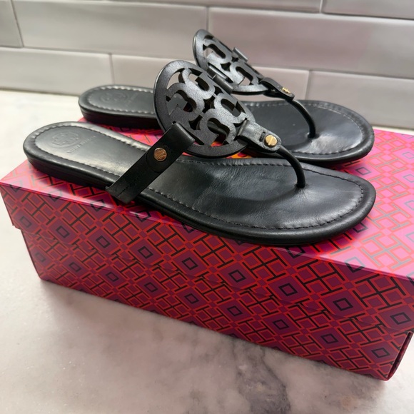 Tory Burch Black Miller Calf Leather Women's Sandals - Picture 4 of 9